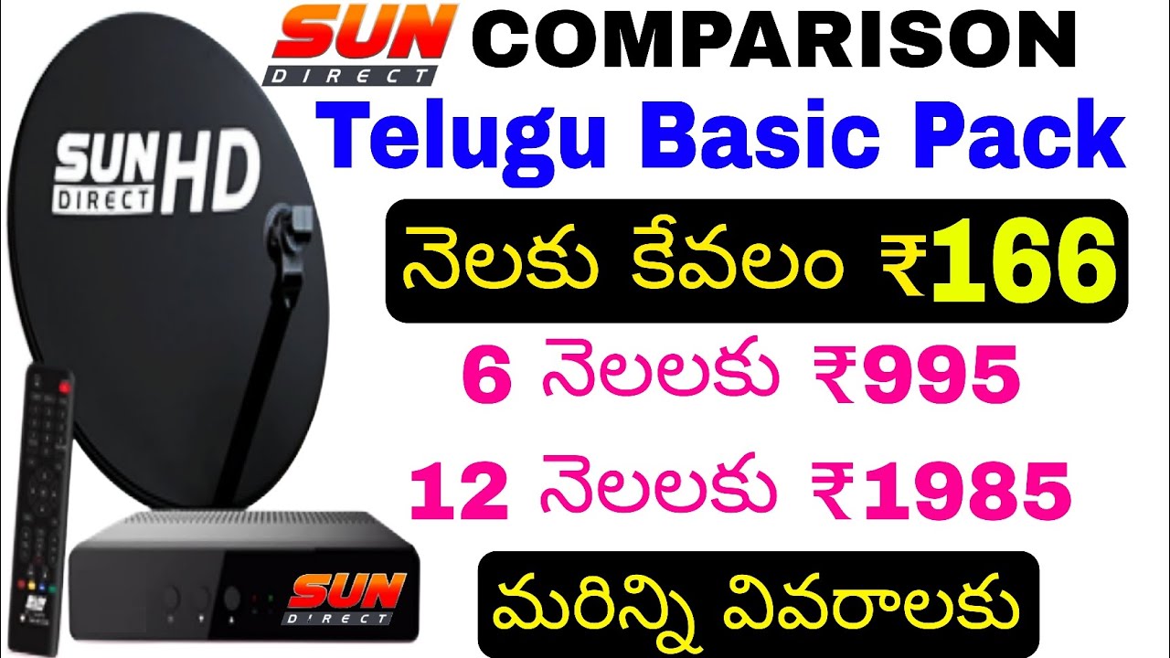 Sun Direct Basic Pack Sun Direct best recharge plan new launch Telugu basic pack low # ...