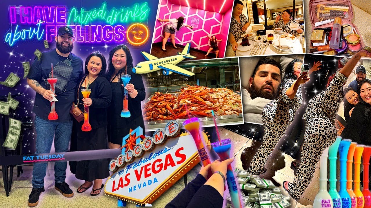 VLOG: getting tipsy in VEGAS!!! + bestie roadtrip + unlimited seafood + luxury hotel + room service!