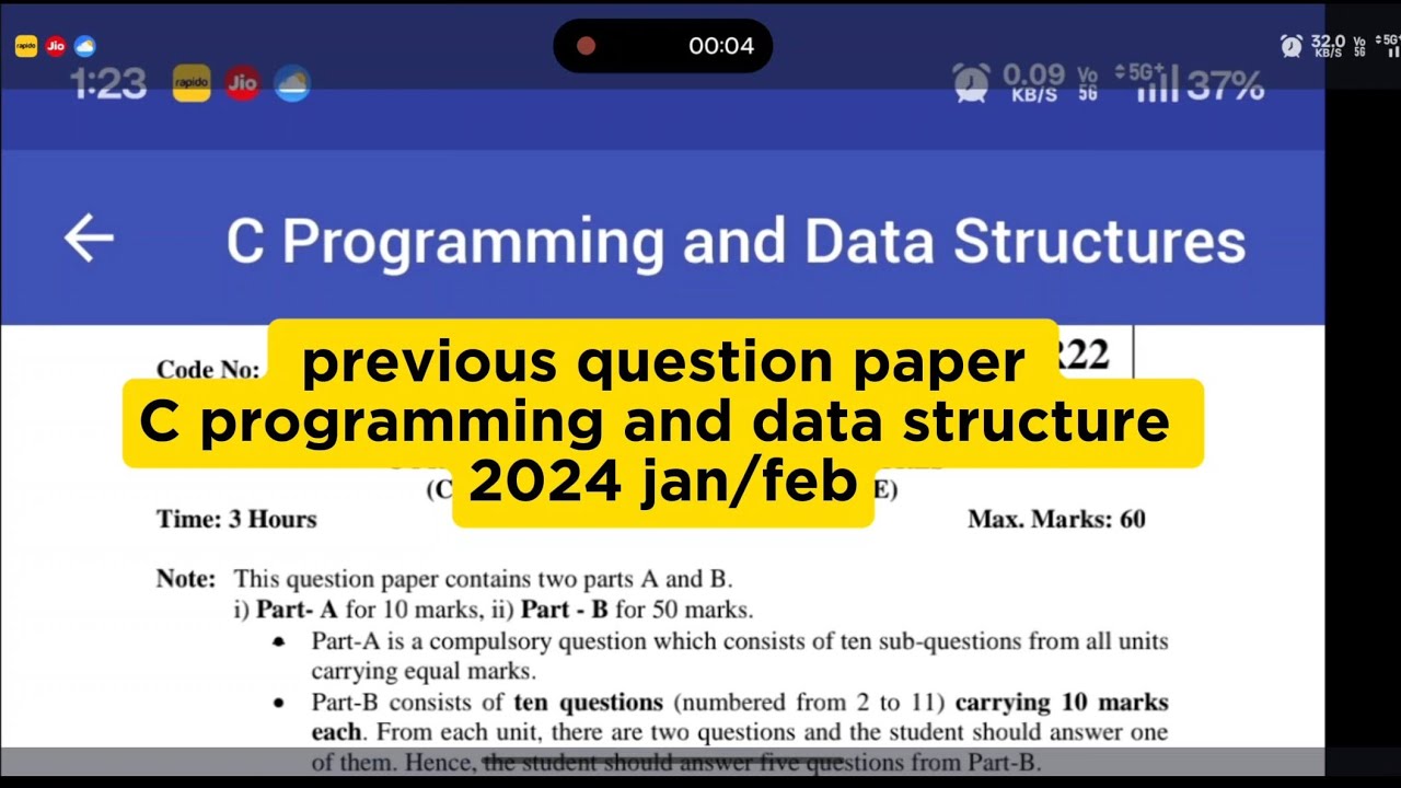 👉R22 Basic C Programming & Data Structures Jan/Feb 2024 Previous Question Paper | JNTUH👍