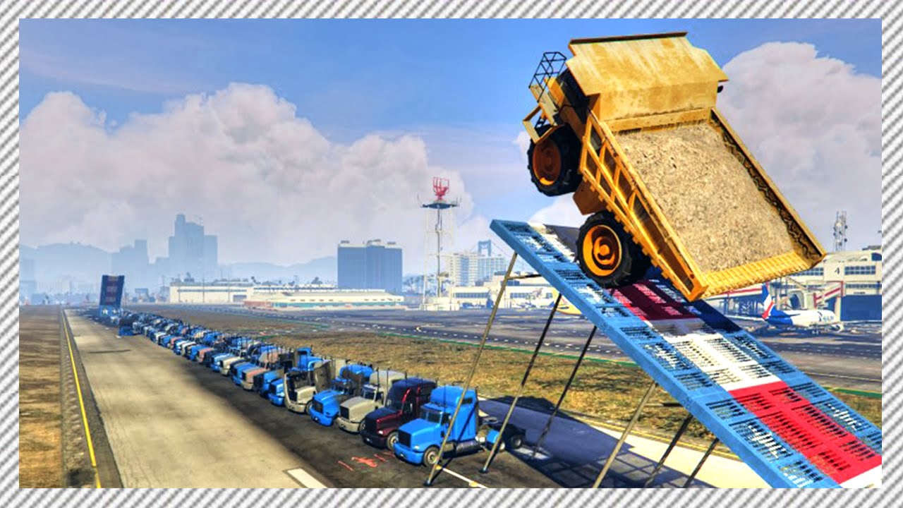 THE INSANE 50 TRUCK JUMP CHALLENGE YouTube