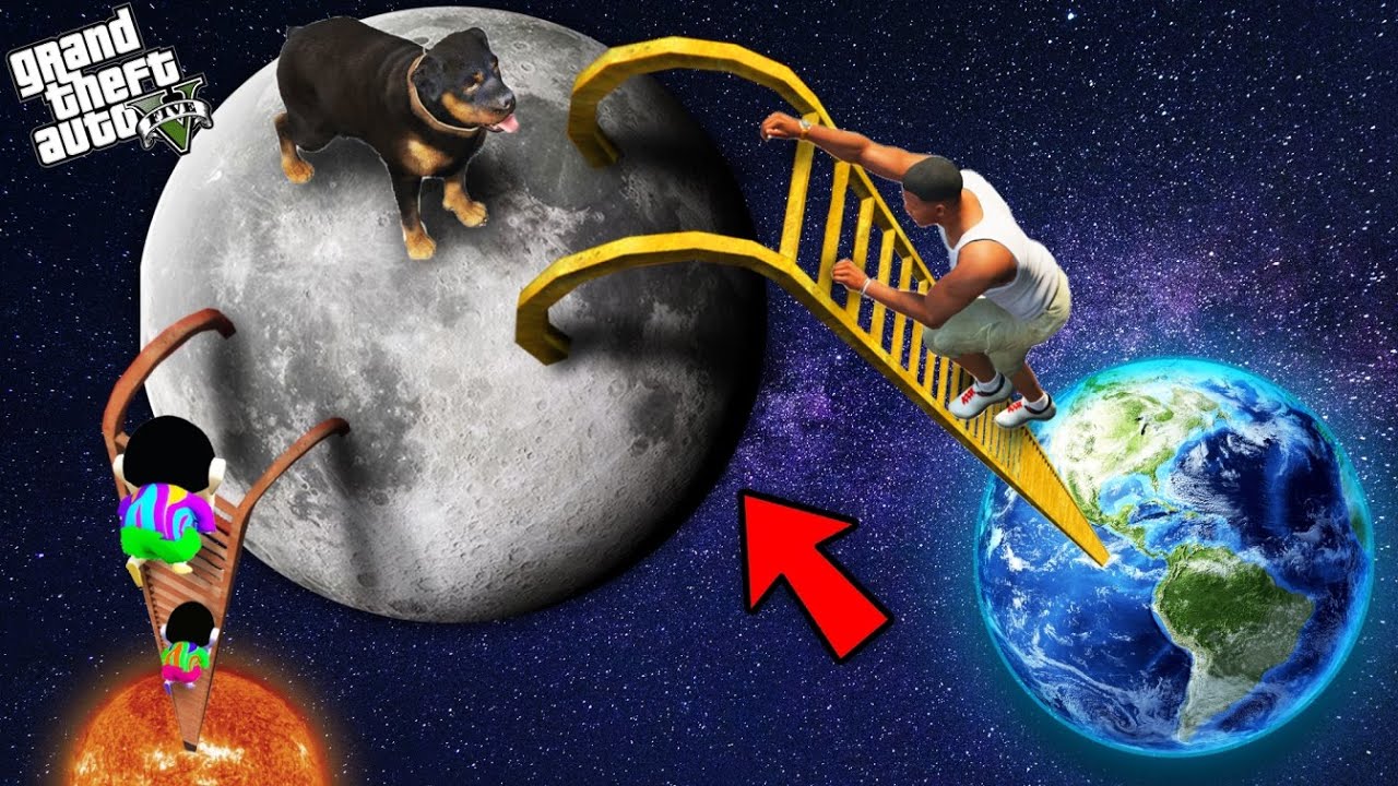 GTA 5 : Franklin & Shinchan Found New Secret Stairway To Moon And Space In GTA 5 !