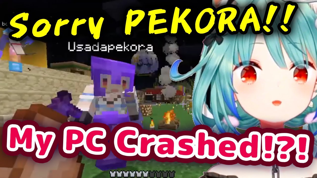 Rushia's PC Crashes After She Runs Away From An Angry Pekora in Minecraft【ENG Sub/Hololive】