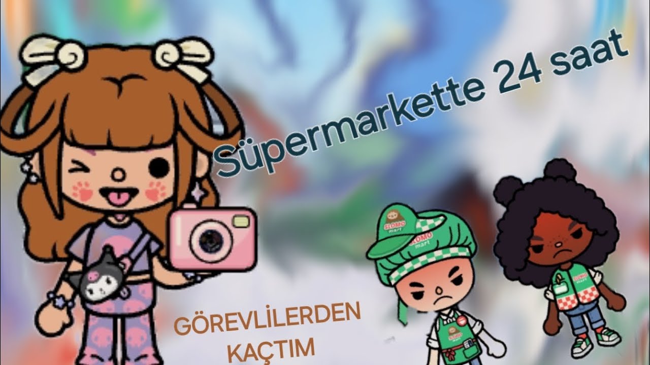 Süper markette 24 saat kaldım😆😬(GÖREVLİLERDEN KAÇTIM)    (TOCA LİFE LİYORA  Türkçe)