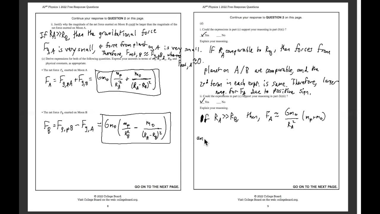 AP Physics 1: 2022 FRQ Solutions - Part 2 (Questions 2 and 3) - YouTube