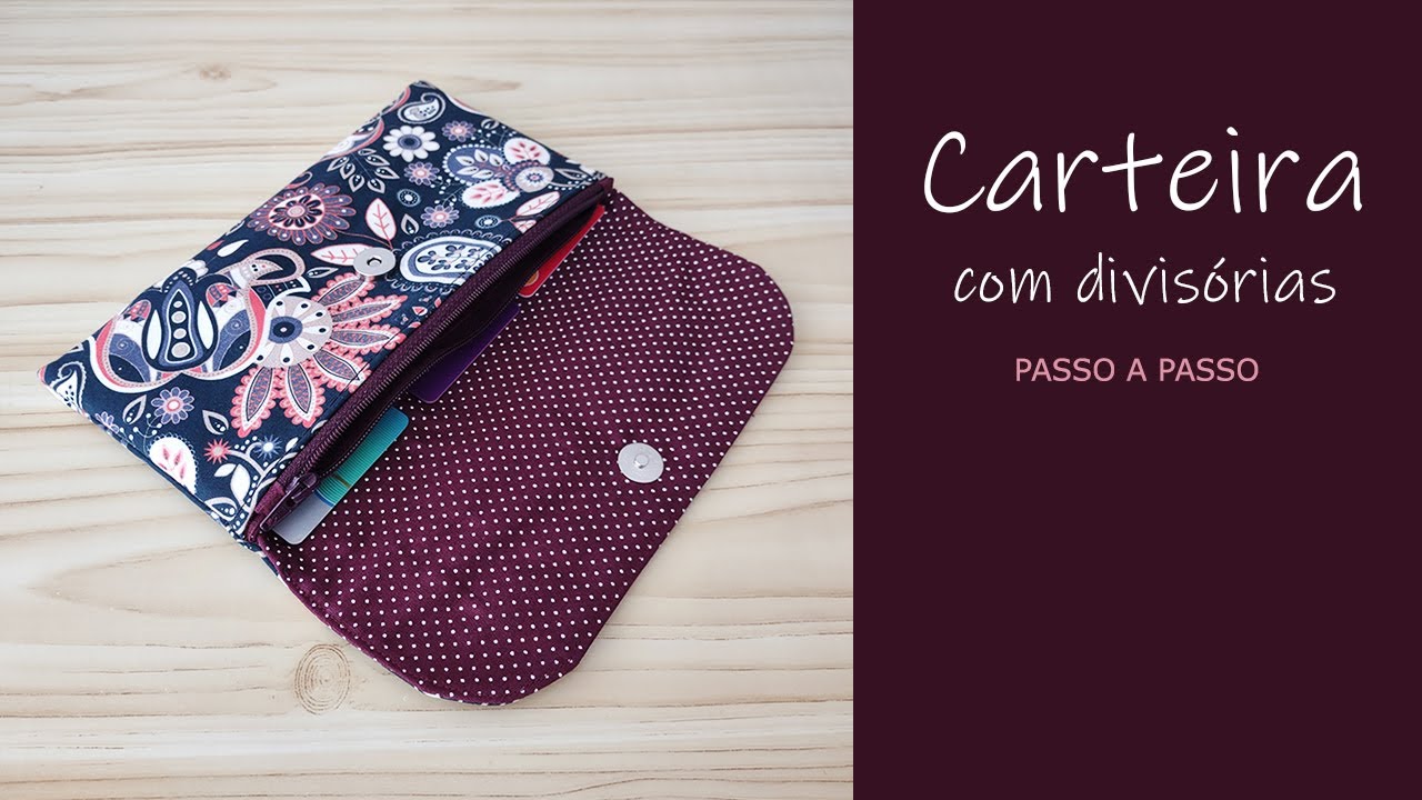 Carteira de tecido com divisórias