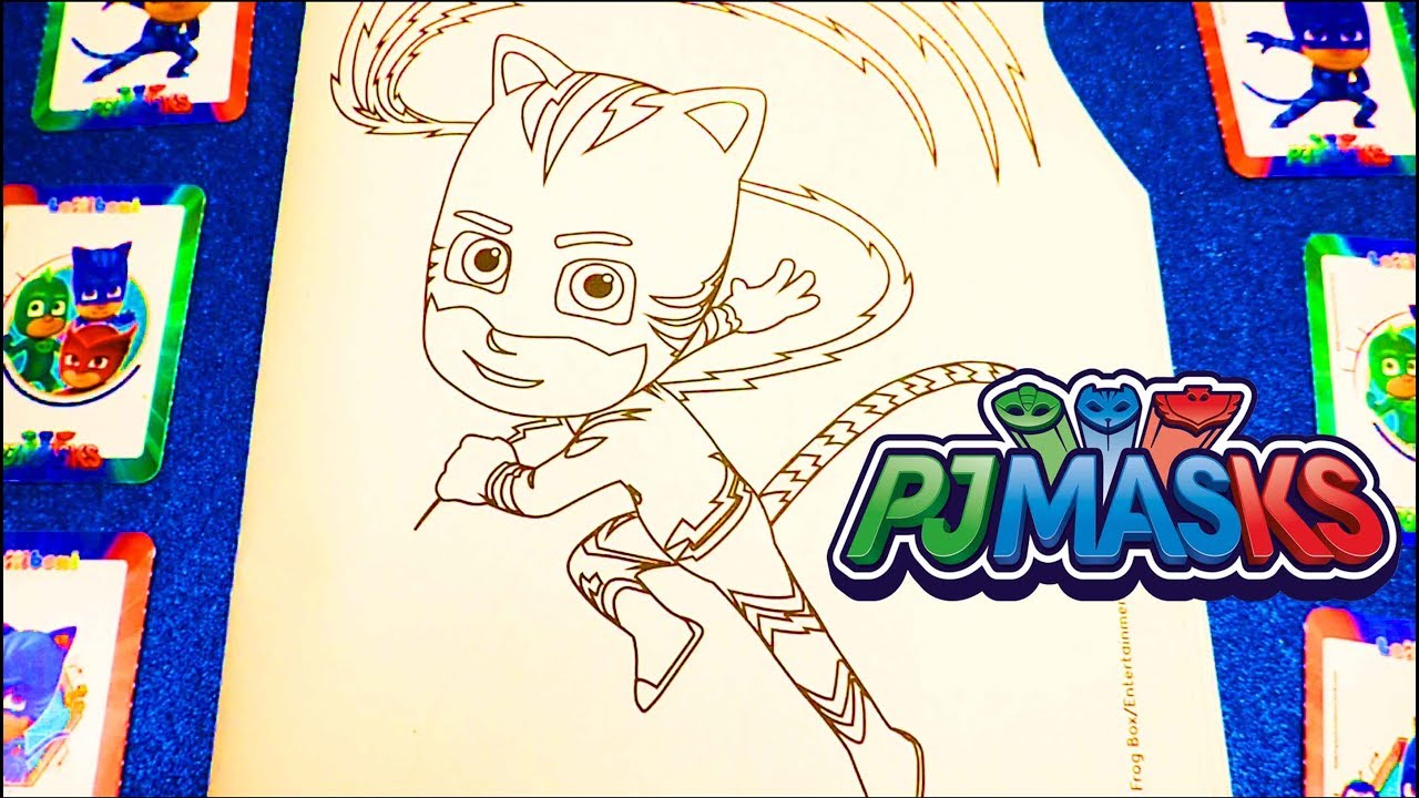 PJ MASKS CATBOY COLORING WITH NEON HANDS 💙 