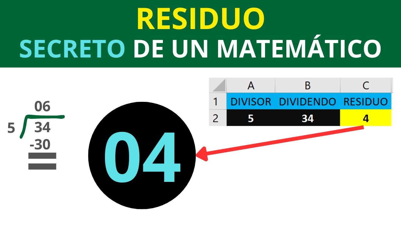 como SACAR O CALCULAR el RESIDUO de una DIVISION en Excel 🧮 - YouTube