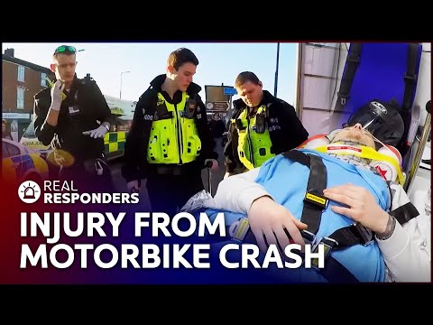 INSIDE THE AMBULANCE - BIKER HAS POTENTIAL SERIOUS SPINAL INJURIES AFTER CRASH