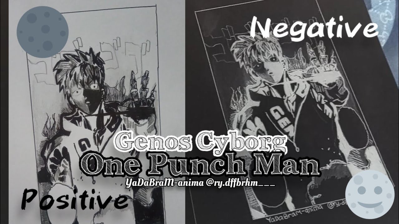 Draw Genos Cyborg with the art of positive and negative drawing ジェノスサイボーグ【ワンパンマン】