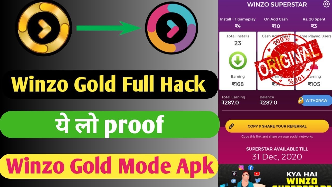 Winzo Gold Mode Apk Unlimited Earn Winzo Gold New Hack