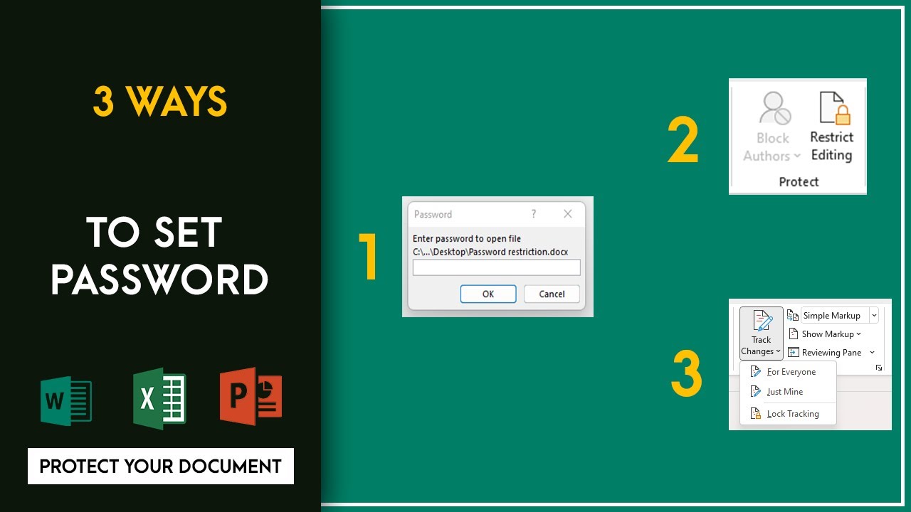 3 ways to set password to your document, excel and powerpoint, Protect your file easy steps 2022