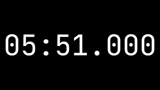 Countdown timer 5 minutes, 51 seconds [05:51.000] - White on black with milliseconds