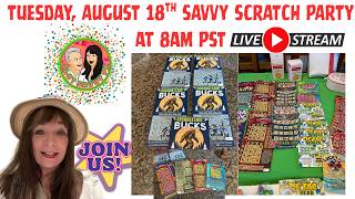 🔴🍀😍Fun Sunday Savvy Scratch Party on August 16 at 8am PST., #livestream , #scratchofftickets