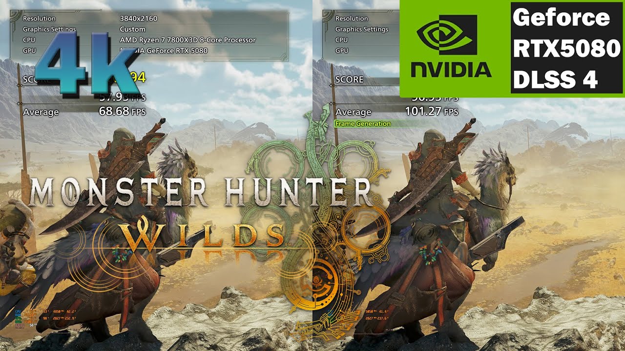 Monster Hunter wilds 4K ALL DLSS4 AND Framegen models compared 7800X3D ...