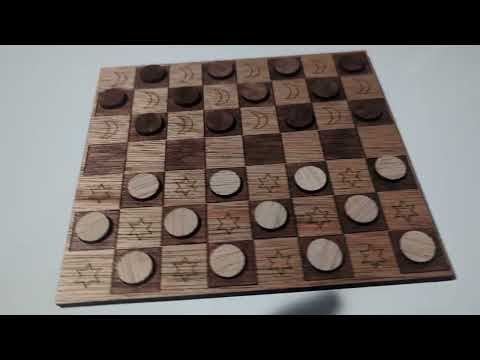 [Laser cut and engrave] Moons and stars Checker Board