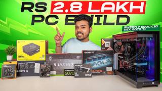 Rs 2.8 Lakh Gaming and Editing PC Build | Ryzen 7 9800X3D  and RTX 5070 Ti 🔥