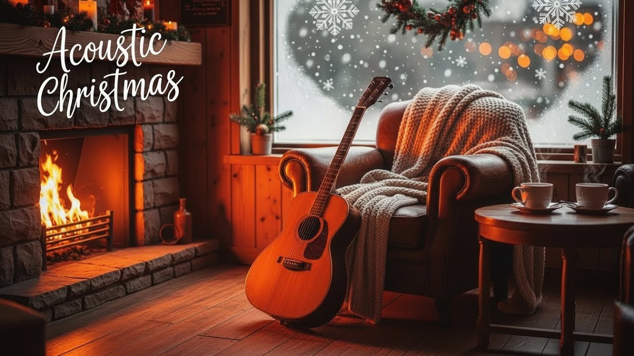 Cozy Christmas Music  Acoustic Christmas Songs for a Relaxing Holiday 🎄 Fireplace & Guitar
