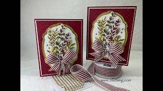 Stampin Up Wrapped Greenery Avid Stampers - Cherry Cobbler Card