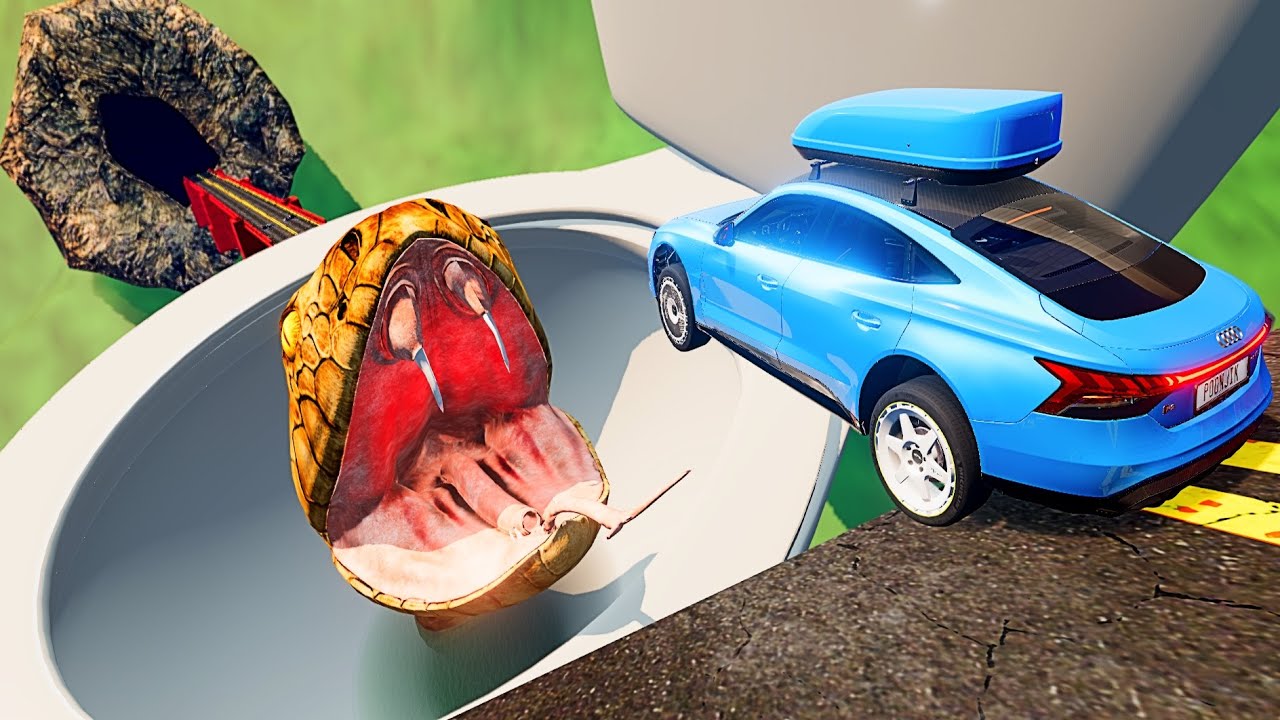 Open Bridge Crashes over Toilet with Giant Snake - BeamNG.drive