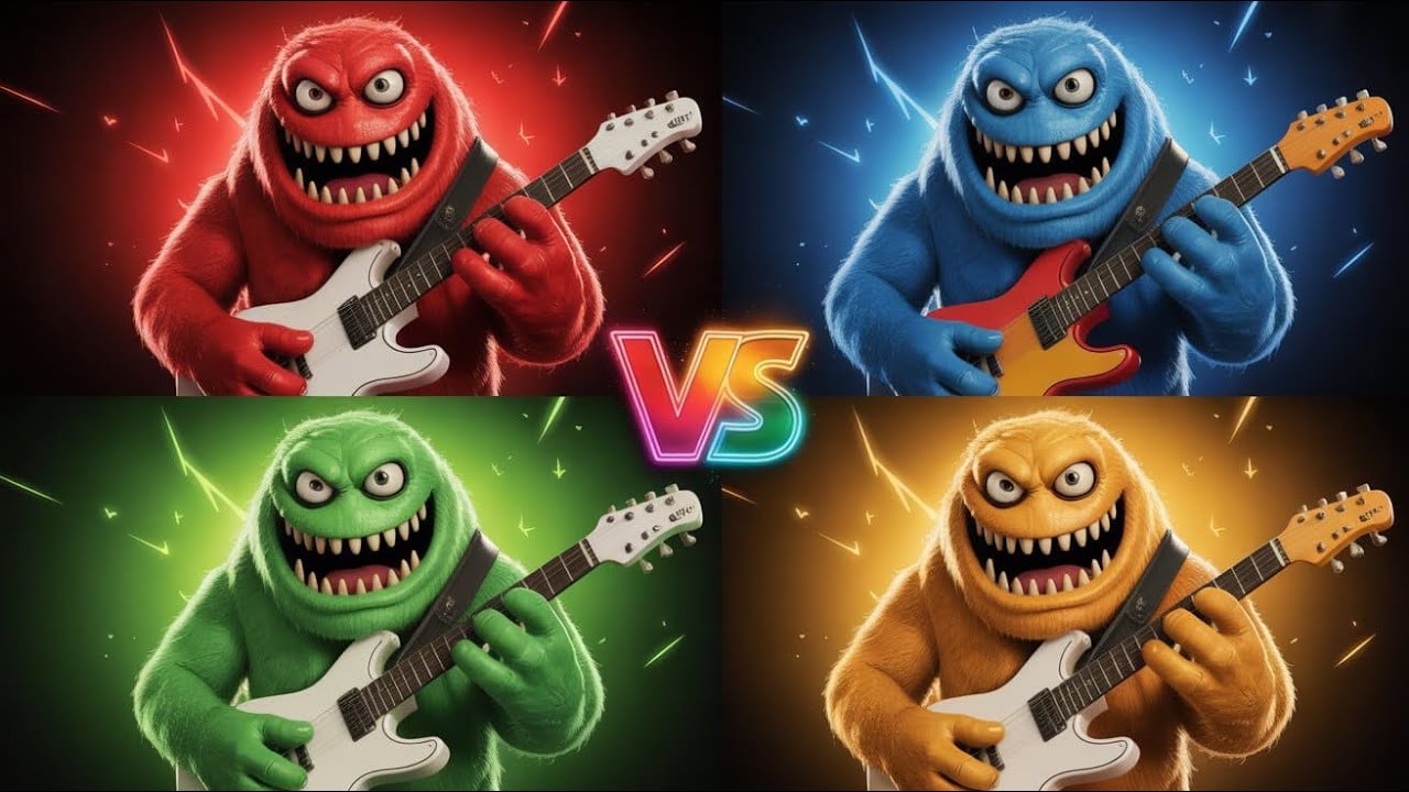Guitar Monster Color Battle – Red vs Blue vs Green vs Yellow Epic Meme Edition #9