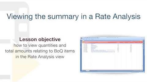 PriMus Tutorial - Summary view in Rate Analysis - ACCA software