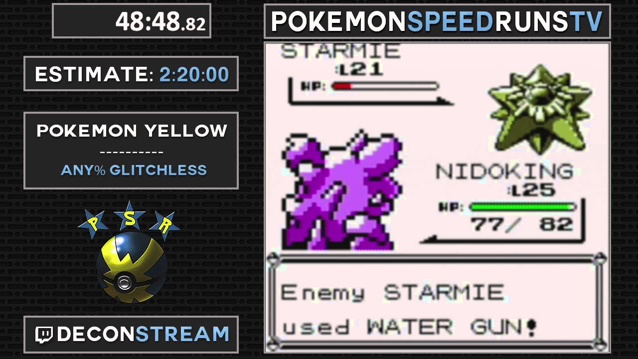 PSR Marathon 2015 - Pokémon Yellow Glitchless Speedrun by Decon082