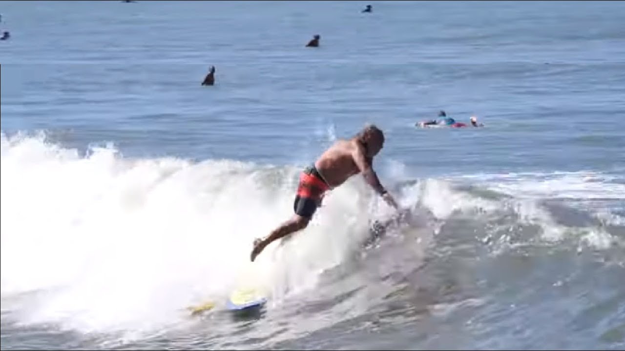Old Man Surfing Hit A Surfboard - YouTube