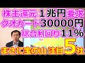 まさに宝の山！１兆円要求 クオカード30000円 総合利回り11％ 株主還元強化で株価急騰が期待される注目の5社