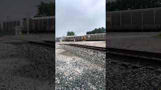 Norfolk Southern Auto Rack with KCS in the middle - Downtown Muncie, Indiana #railfan #muncie 