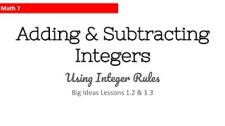M7 Adding & Subtracting Integers Using Rules