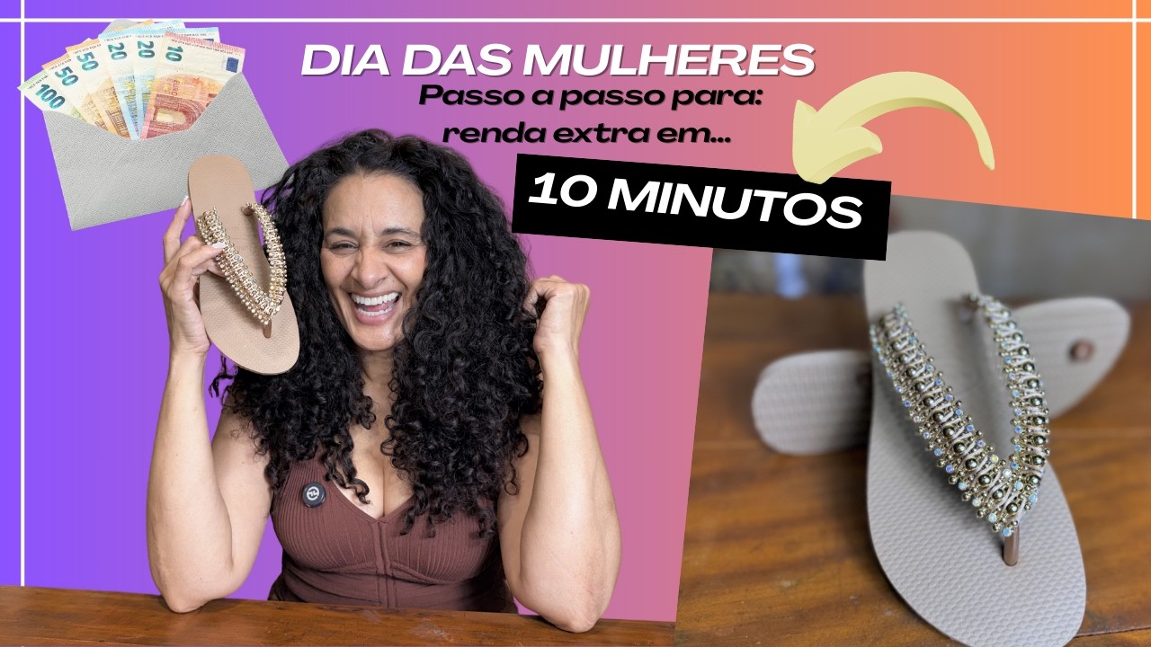 Pouca gente conhece essa técnica  simples para CUSTOMIZAR chinelo + renda extra em 10 minutos