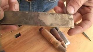 Furniture maker Garrett Hack demonstrates techniques for rehabilitating old chisels found at flea markets and tag sales.