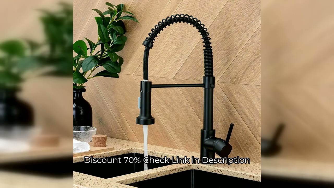 Matte Black Kitchen Sink Faucet One Handle Spring Hot and Cold Water Tap Deck Mounted Bathroom Chrom