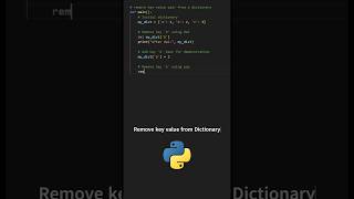 Remove Key Value from Dictionary in Python #python #coding #python3