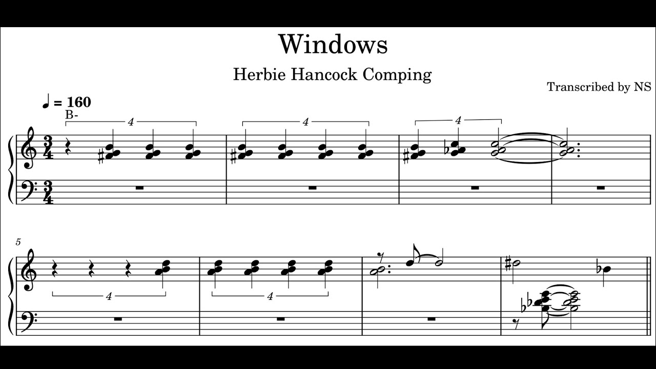 Herbie Hancock’s Comping on Windows (Corea) Transcription (free pdf in description)