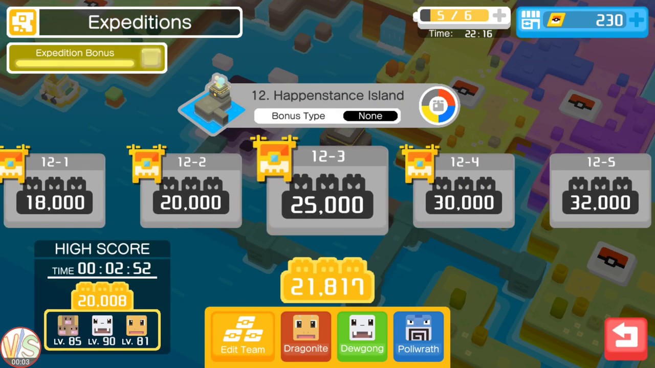 Pokemon Quest Expedition Happenstance Island Level 12-5 Gameplay 1