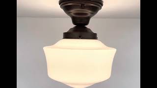 High quality, vintage, antique milk, glass ceiling light fixture.