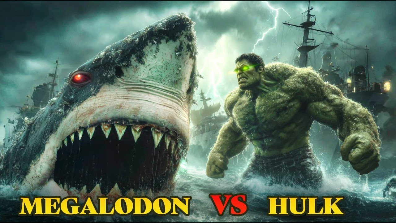 Giant MEGALODON vs HULK Deadly Battle on the Aircraft Carrier - YouTube
