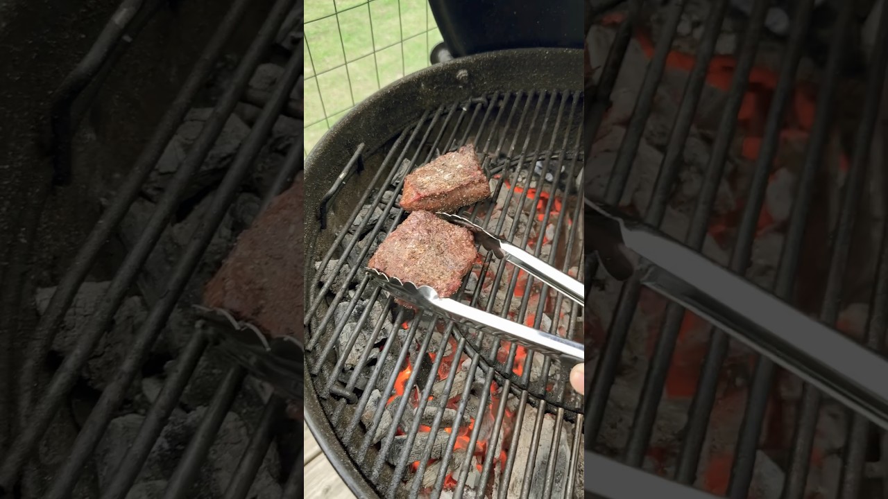 Denver steaks on the Weber charcoal grill