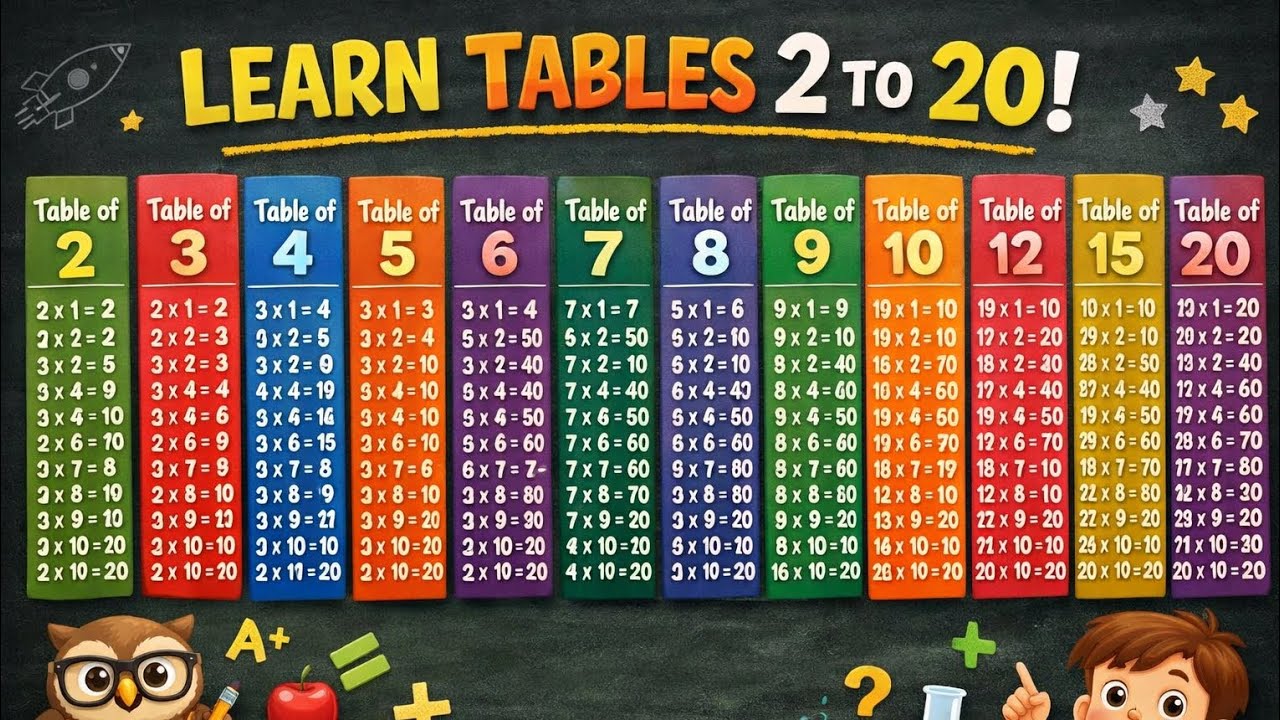 Learn Multiplication Tables from 2 to 20 | Easy & Fun Math for Kids ...
