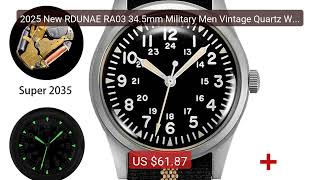 2025 New RDUNAE RA03 34.5mm Military Men Vintage Quartz Wat... — Top Pick 2026 | Unbeatable Price!