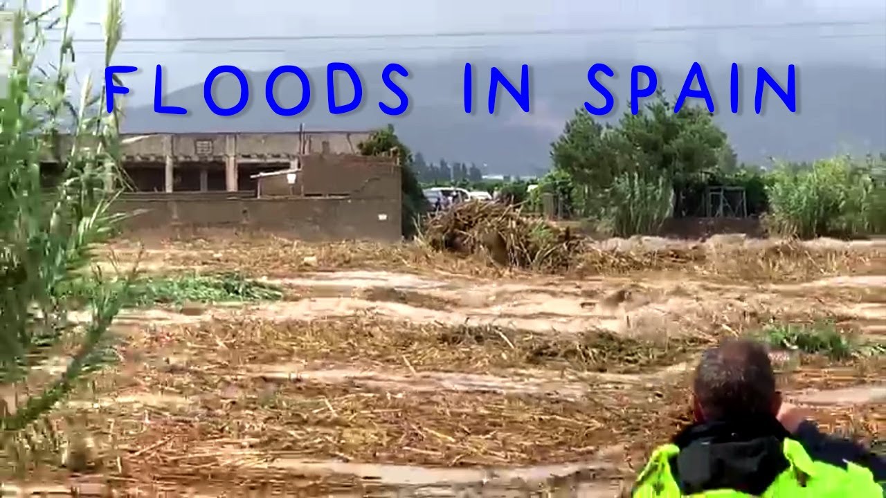 Impressive Flood Crossing a Road in Spain. September 2019