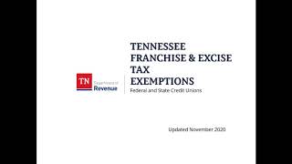Franchise & Excise Tax - State and Federal Credit Unions