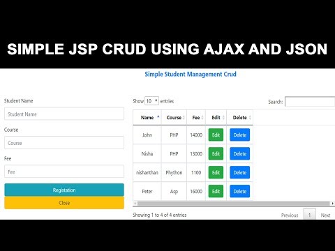 Simple JSP Crud using Ajax and json