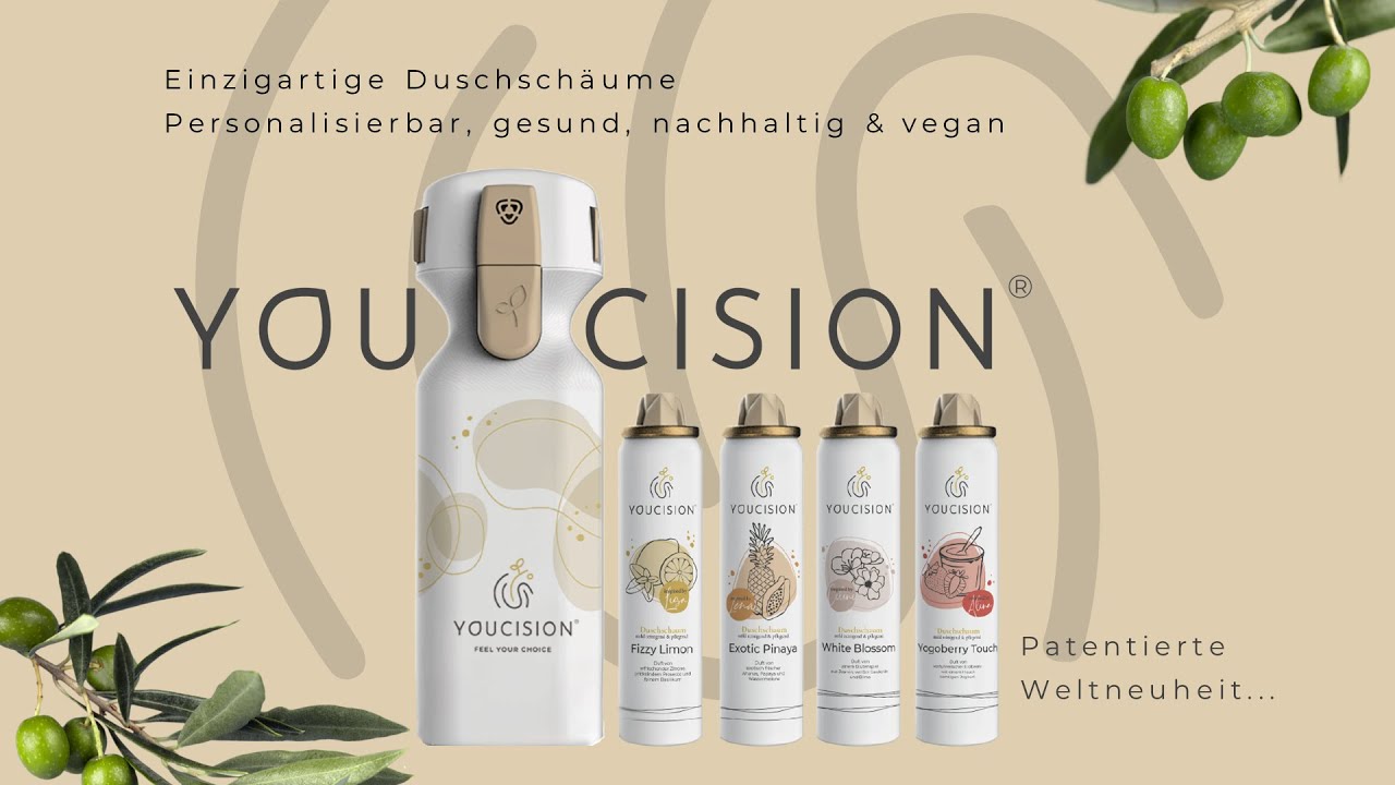 YOUCISION 3-in-1 Duschschaum Spender - Individuell Mischbare Düfte, Vegan & Nachhaltig