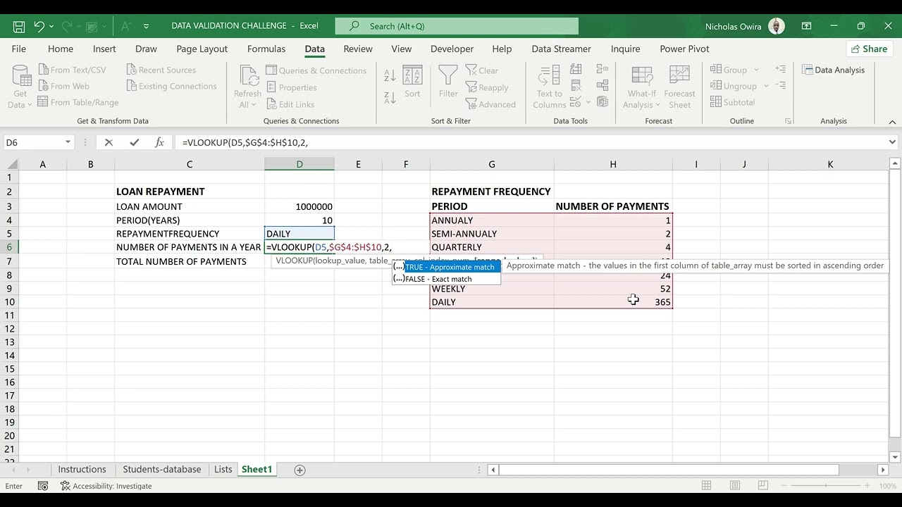 EXCEL ADVANCED DATA ANALYSIS : HOW TO CREATE DROP-DOWN LISTS+VLOOKUP FUNCTION