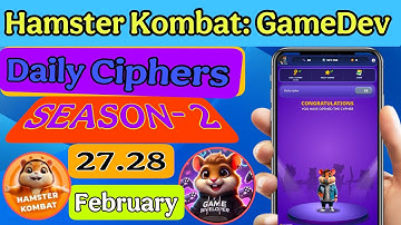 27 & 28February Hamster Kombat Dev Game Daily Cipher | Hamster Kombat Daily Cipher Code I Daily Com.