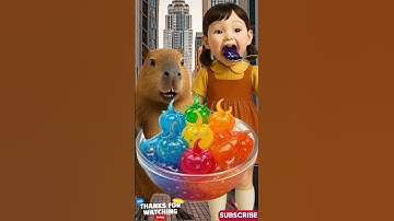 Capybara & Girl Eat Colorful Starry Apple Jelly ASMR   Squid Game Style 🍏✨ #shorts #squidgame #asmr