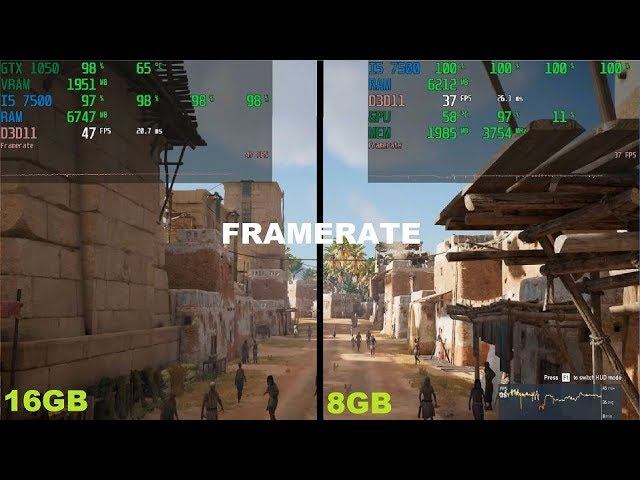 8gb Vs 16gb Test In Games Gtx 1050 Youtube