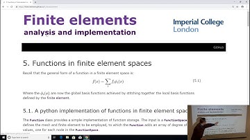 Finite element tutorial 5.1: Functions in finite element spaces.